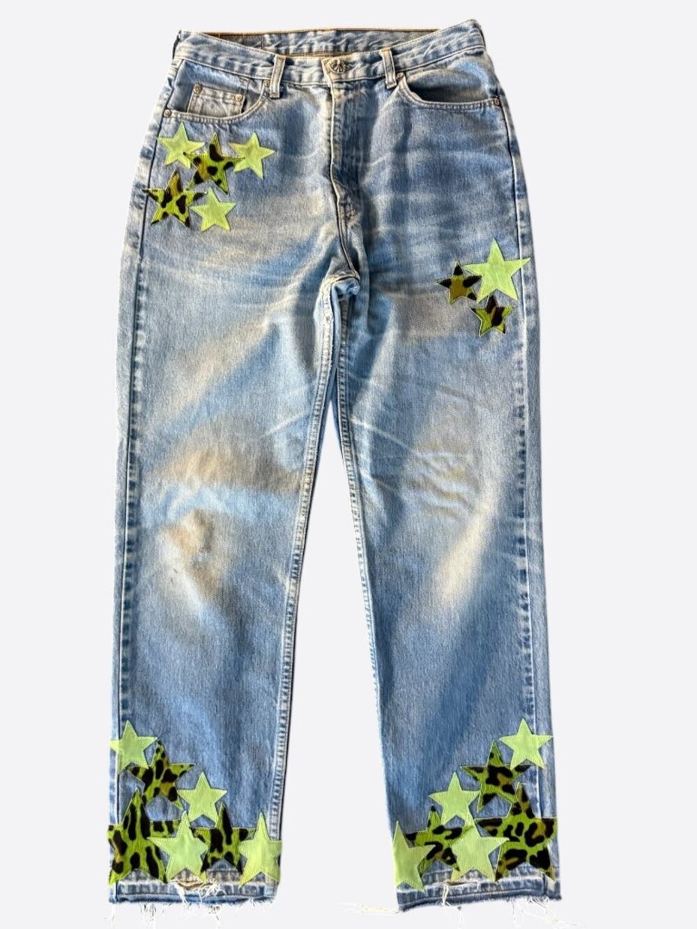 Chrome Hearts Levis Blue, Green & Cheetah Star Patch Jeans